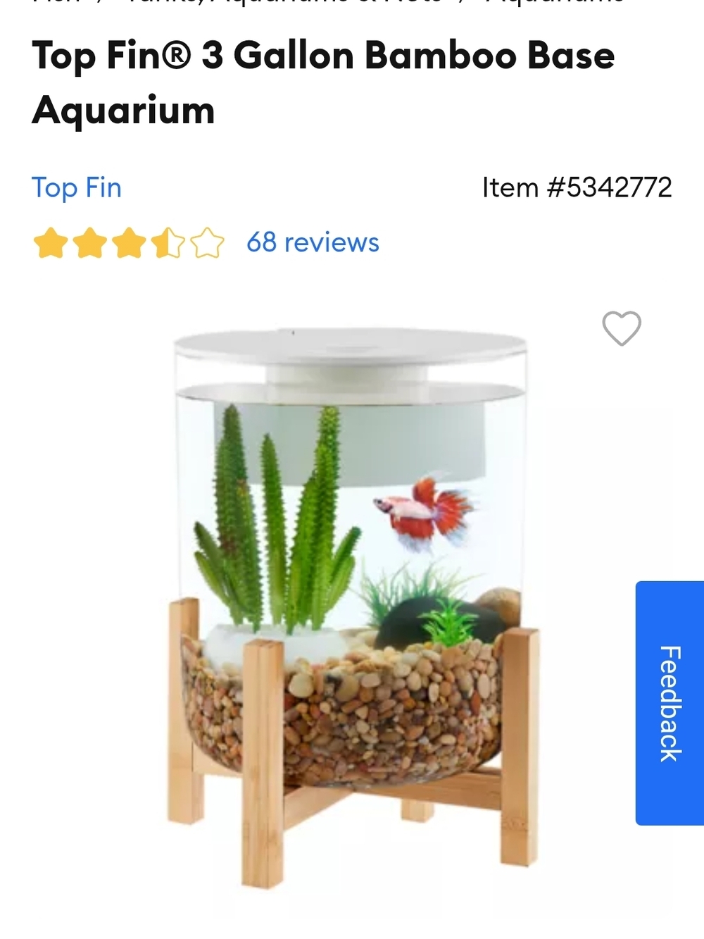 Bamboo Base 3-Gallon Aquarium - Clear with Bamboo Stand